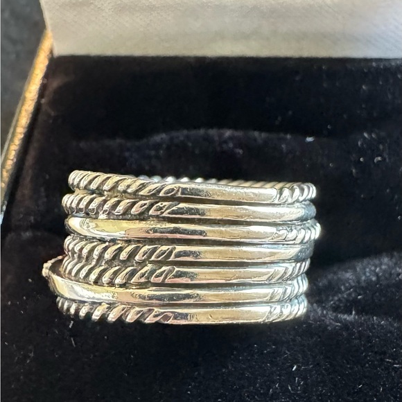 David Yurman Silver twisted crossover with diamonds. 12 mm - Picture 5 of 11